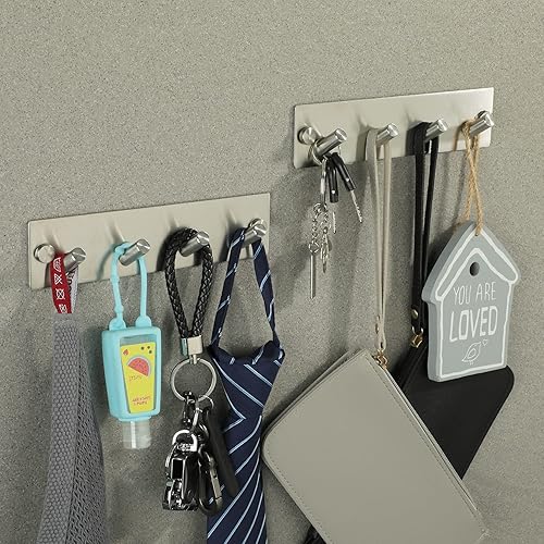 Miniatura 3 de Alise Toallero de baño con gancho para ropa, toalla, toalla, perchero con 4 ganchos, perforación de pared o montaje autoadhesivo 3M, acero