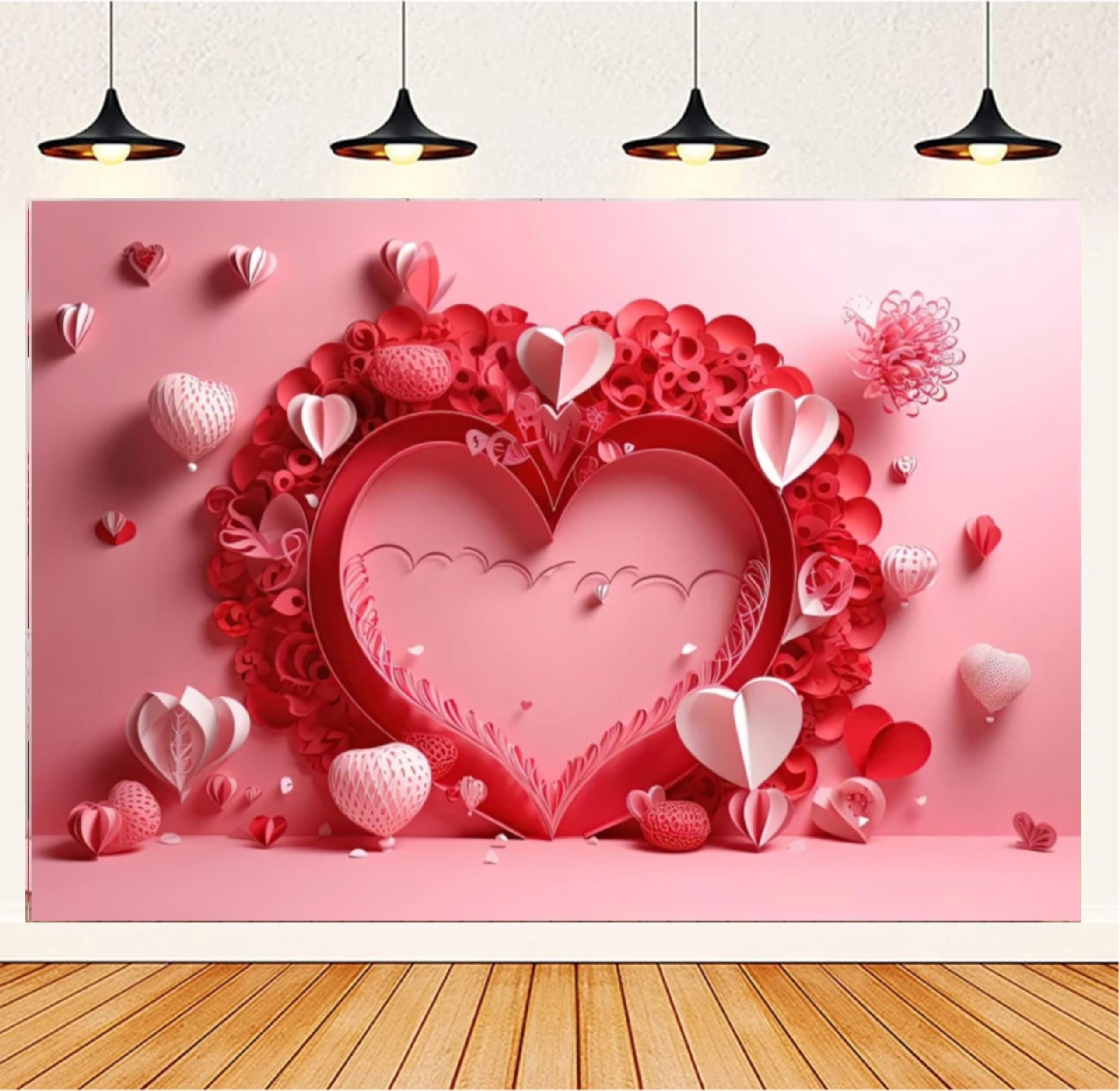 Amazon | 2月14日 バレンタインデー 写真撮影用背景幕 ロマンチックな