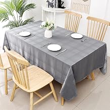 Black Rectangular Tablecloth, Waterproof Spillproof and Stain Resistant, Easy to Clean Dining Table Cover Grey, Rectangle 60 x 102