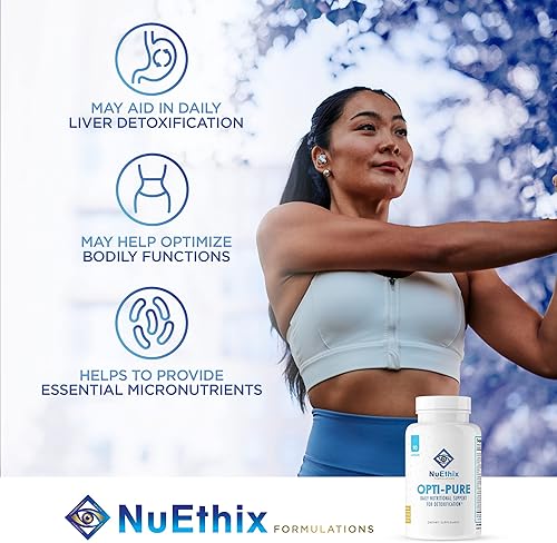 Miniatura 4 de NuEthix Formulations Paquete de suplemento de desintoxicación y apoyo intestinal de Opti-Pure, 30 porciones y hinchaze, 60 porciones