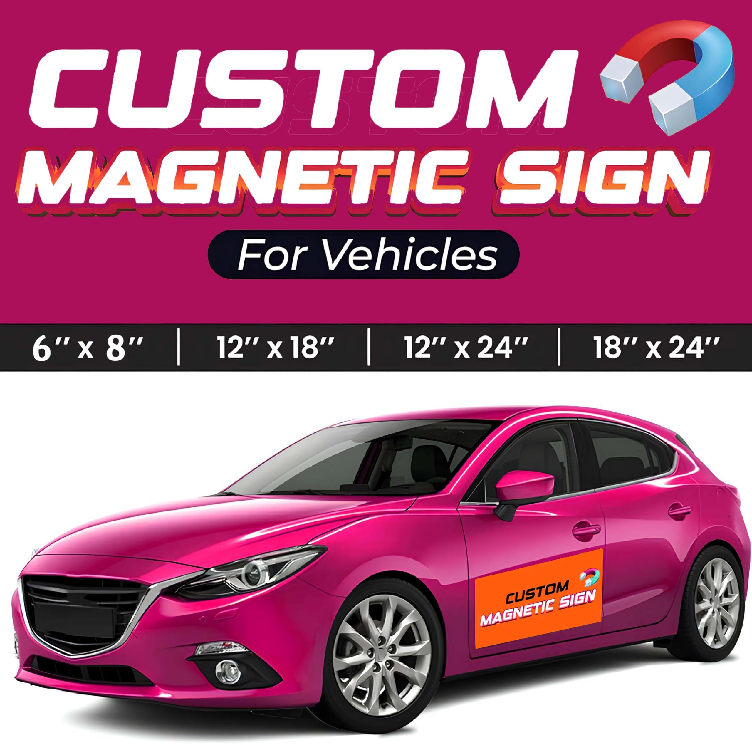 Custom Car Magnets for Business and Car Van Truck | Personalized Car Magnets Signs for Vehicles Full Color Print | Car Magnet with Text/Logo/Image for Company Storefront & Vehicles