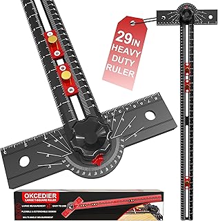 29 Inch Woodworking T Square Ruler, Aluminum Alloy, Adjustable Angle 15-165° Measurement Tool, Precision Drilling Positioning Guide for Carpentry, Drafting, Contractor, Scribe Crafting, Drywall