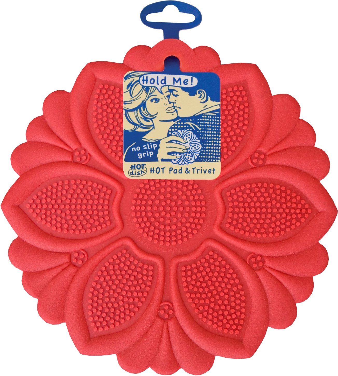 Talisman Designs No-Slip Grip Silicone Hot Pad & Trivet, Surface Protection from Hot Dishes, Up to 500-Degree Heat Resistance, Multipurpose Kitchen Supplies, Red (Set of 1)