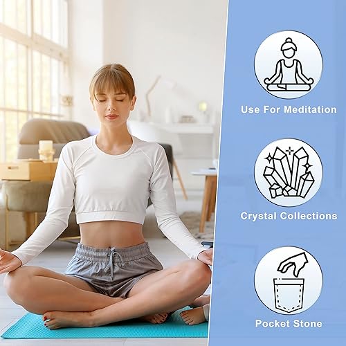 Miniatura 5 de Crocon Juego de piedras de hojaldre con forma de corazón de arcoíris arcoíris de 1.969 in, 450 quilates, bolsillo de cristal curativo, colección de