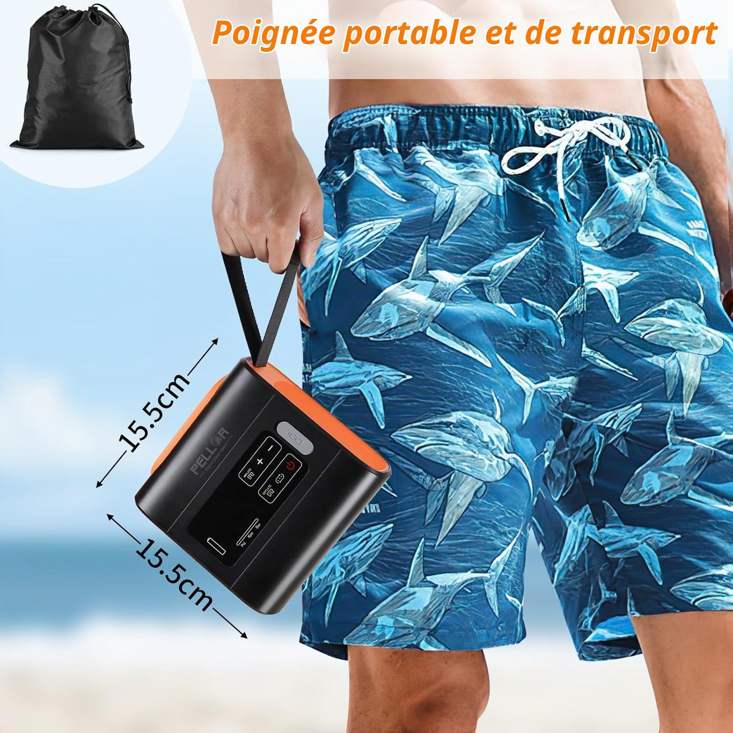 Gonfleur Paddle Electrique 22PSI Pompe Sup Portable Rechargeable | pour Kayak Stand Up Paddles Matelas
