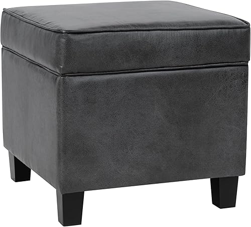 Miniatura 125 de HomePop Decoración del hogar | K7342-F2236 | Otomana clásica cuadrada de almacenamiento con tapa abatible | Otomana con almacenamiento para sala de