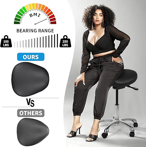 Miniatura 5 de Taburete giratorio de altura ajustable con ruedas, taburete rodante para sala de masaje médico, cocina, spa, dibujo, laboratorio, clínica, dentista,