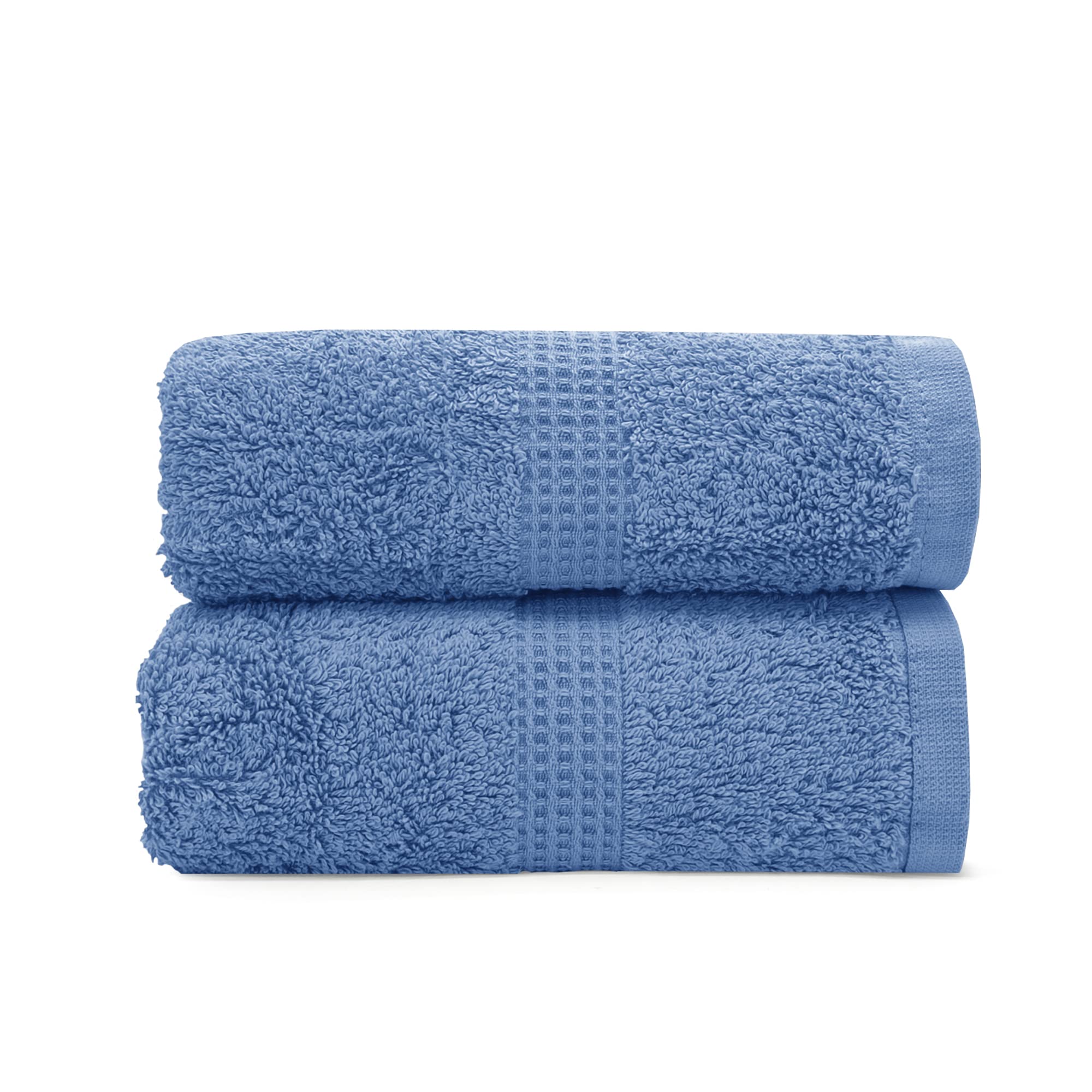 Velosso Premium 2 Pack Hand Towels 100% Egyptian Cotton Super Soft Ultra Absorbent Thick Towels Extra Large Hand Towels Hotel Spa Quality 50 x 80cms (Blue)