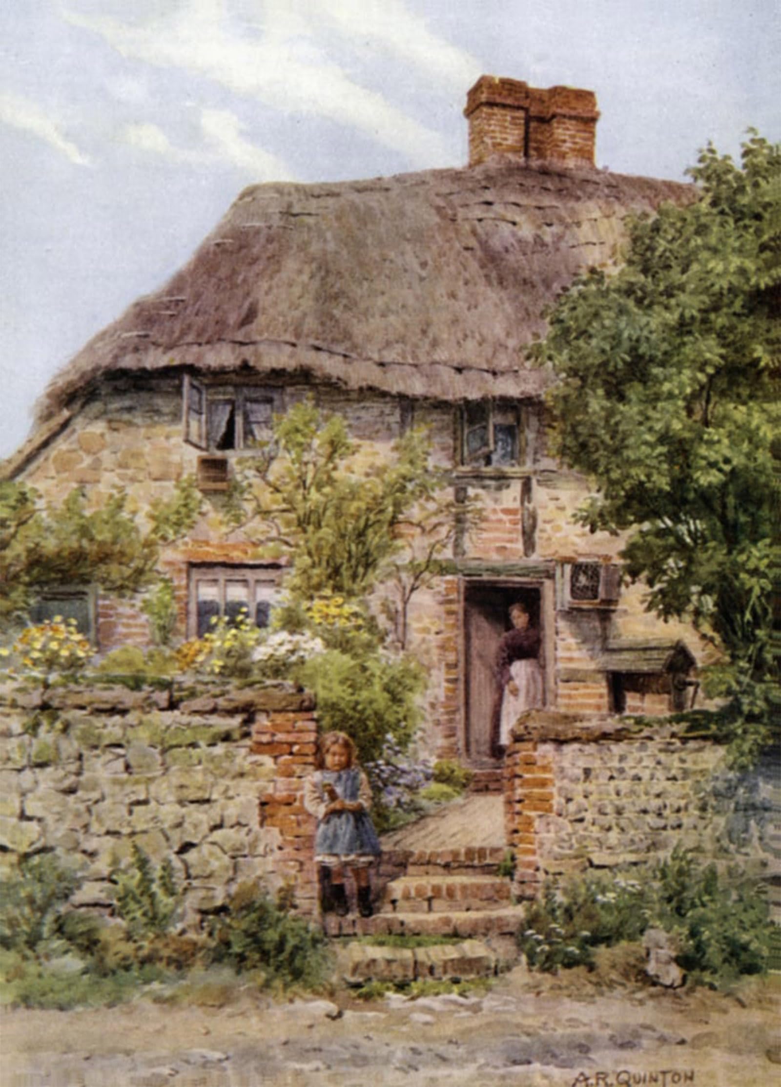 POSTERIIk Vintage Print Pop Art Landscape Artwork Cottage Door Amberley Sussex by Alfred Robert Quinton Art Prints for Office Home Decor 60x90cm