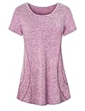 Cucuchy Womens Yoga Tops Flowy Fitness Workout Shirts Short Sleeve Activewear