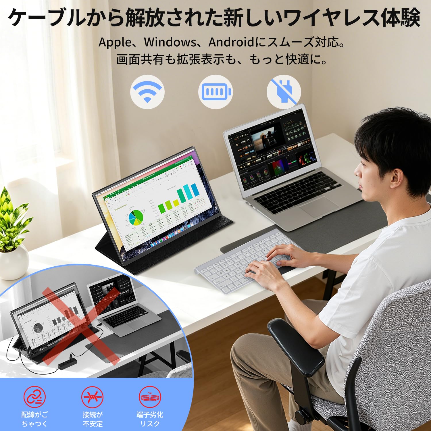 Amazon.co.jp: MAGICRAVEN ワイヤレス モバイルモニター 15.6インチ
