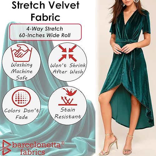 Miniatura 3 de Tela de terciopelo elástico  Lujo y suave  Rollo de 60 pulgadas de ancho  10% elastano  Costura, ropa, tapicería (blanco, 1 yarda)