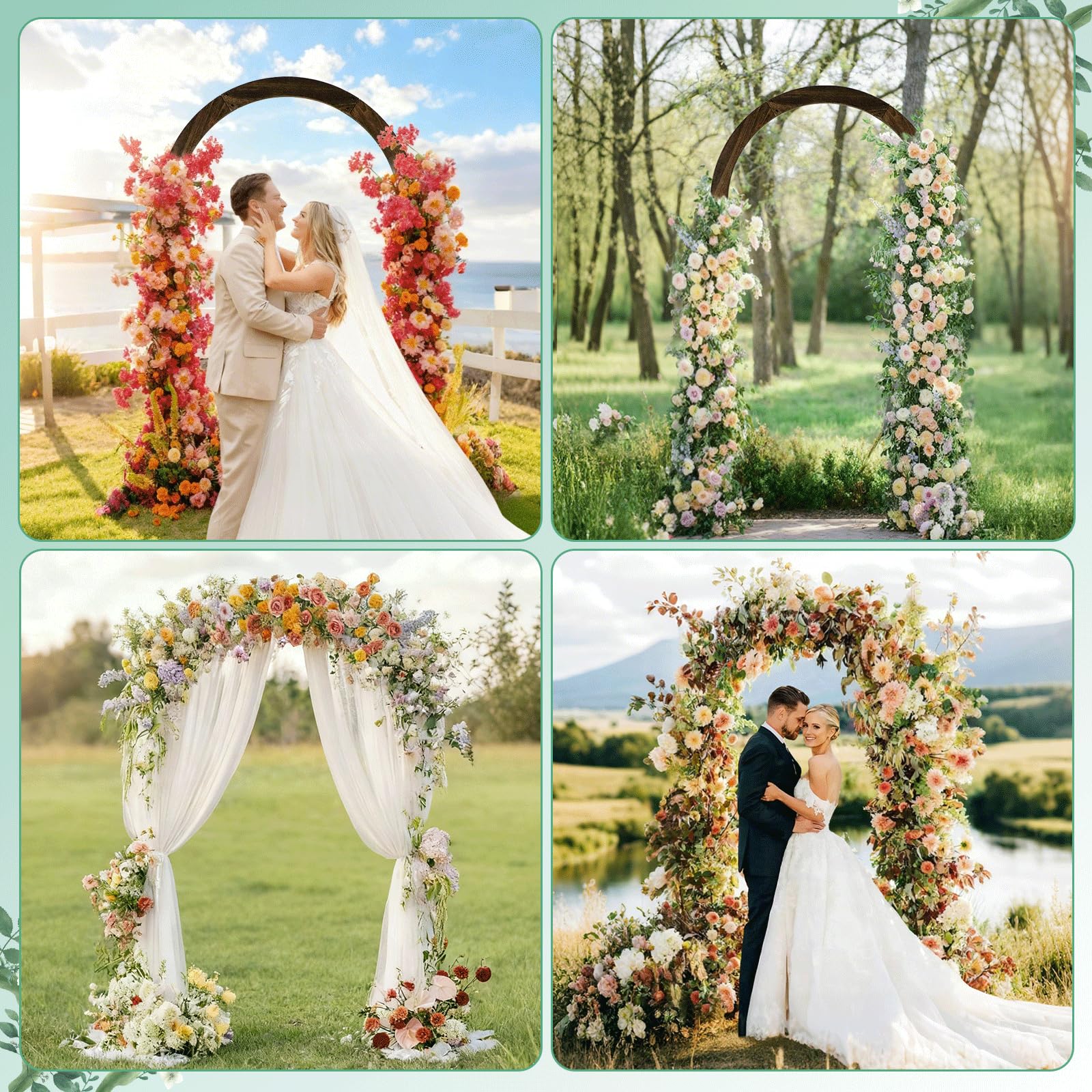 PlusFive Arche de Mariage en Bois - 2,1 m - Support de Fond en Bois - Grande Arche de Ballons - Arche de Mariage - Decoration de Jardin