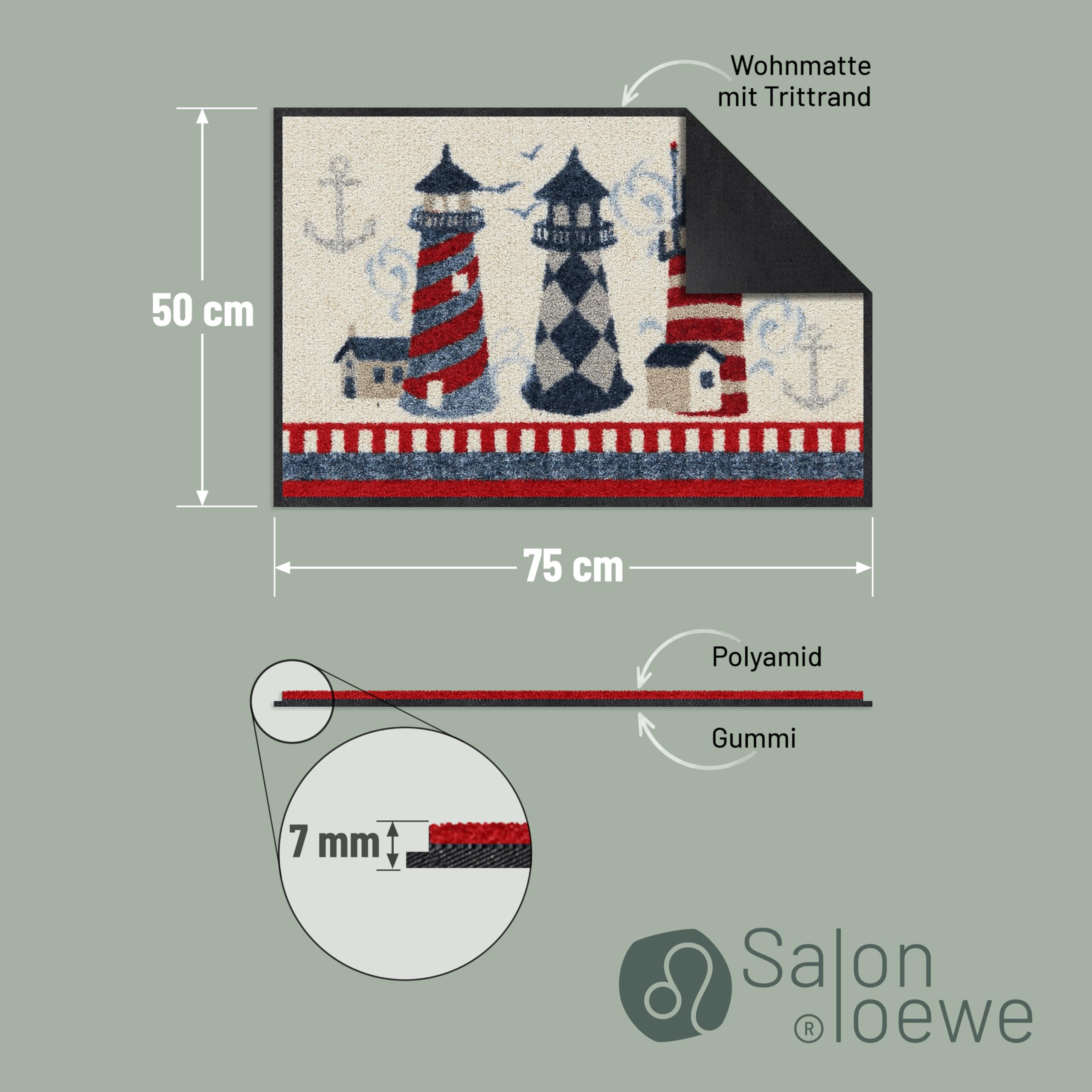 Salonloewe Faro - Felpudo (lavable, 50 x 75 cm)