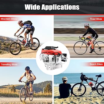 4 Stroke Bicycle Engine Kit 53CC Gas Powered Bicycle Motor Kit Chain Type Gasoline Motor Bike Conversion Kit Cylinder Air-cooled Engine Gas Bike Kit Gas Petrol Motorized Bicycle Engine
