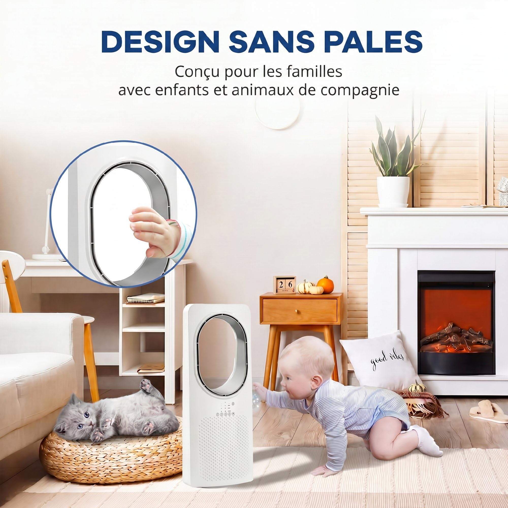 HOMCOM Ventilateur colonne ultra-silencieux 36 dB, ventilateur tour pour chambre, 62cm de haut, oscillant à 45°, 3 vitesses, 3 modes, minuterie 15 H, télécommande, blanc