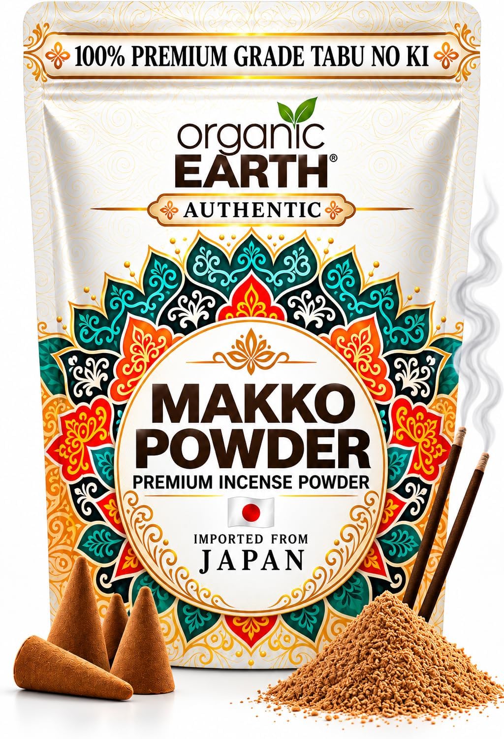 Organic Earth Makko Powder 4oz - High Grade Premium Powder Incense Burner Kit (for Making Cone and Coil Incense) - DIY Gift - Spiritual Kit