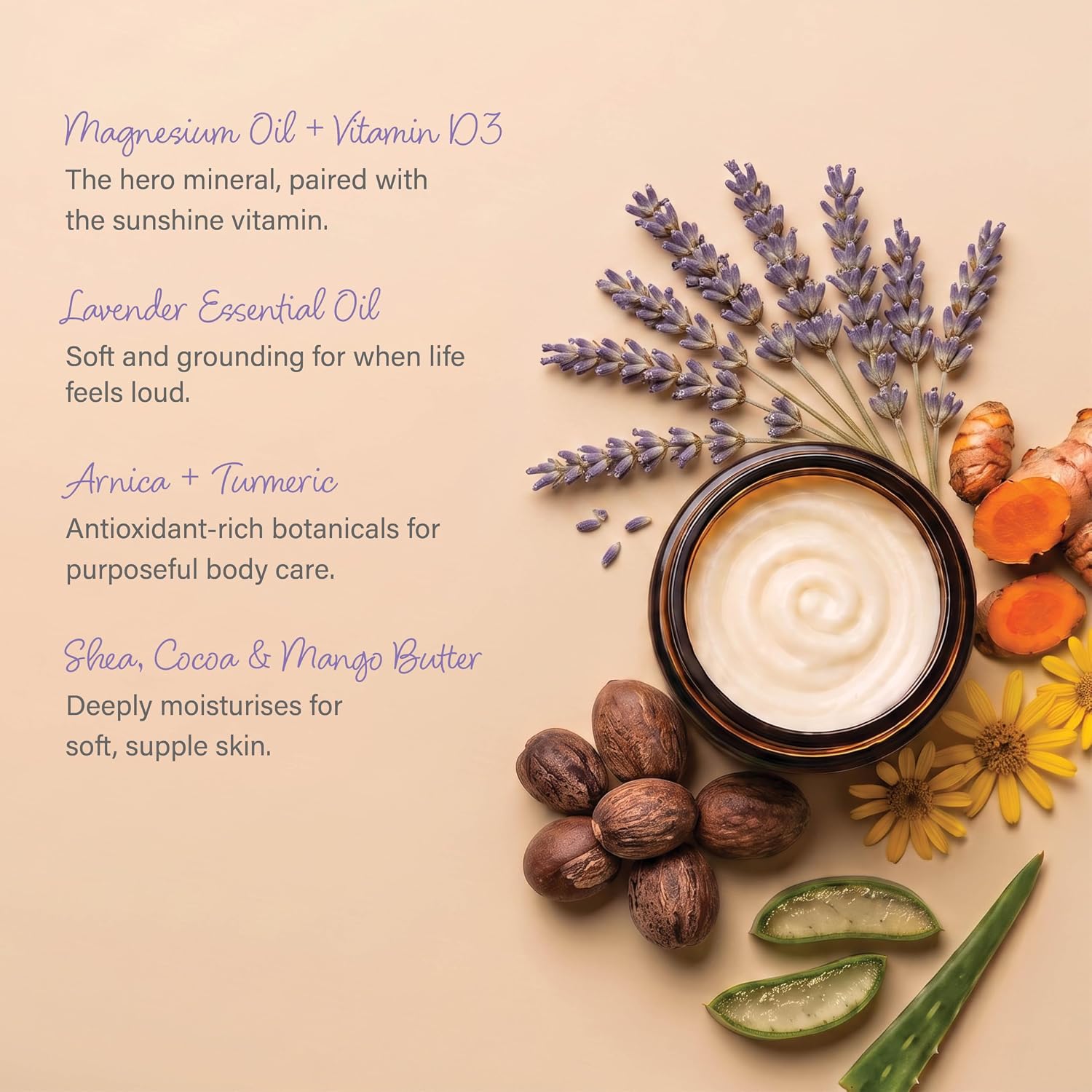 WHOLESOME HIPPY Unwind All-Natural Lavender Magnesium Calm Cream, 4 oz