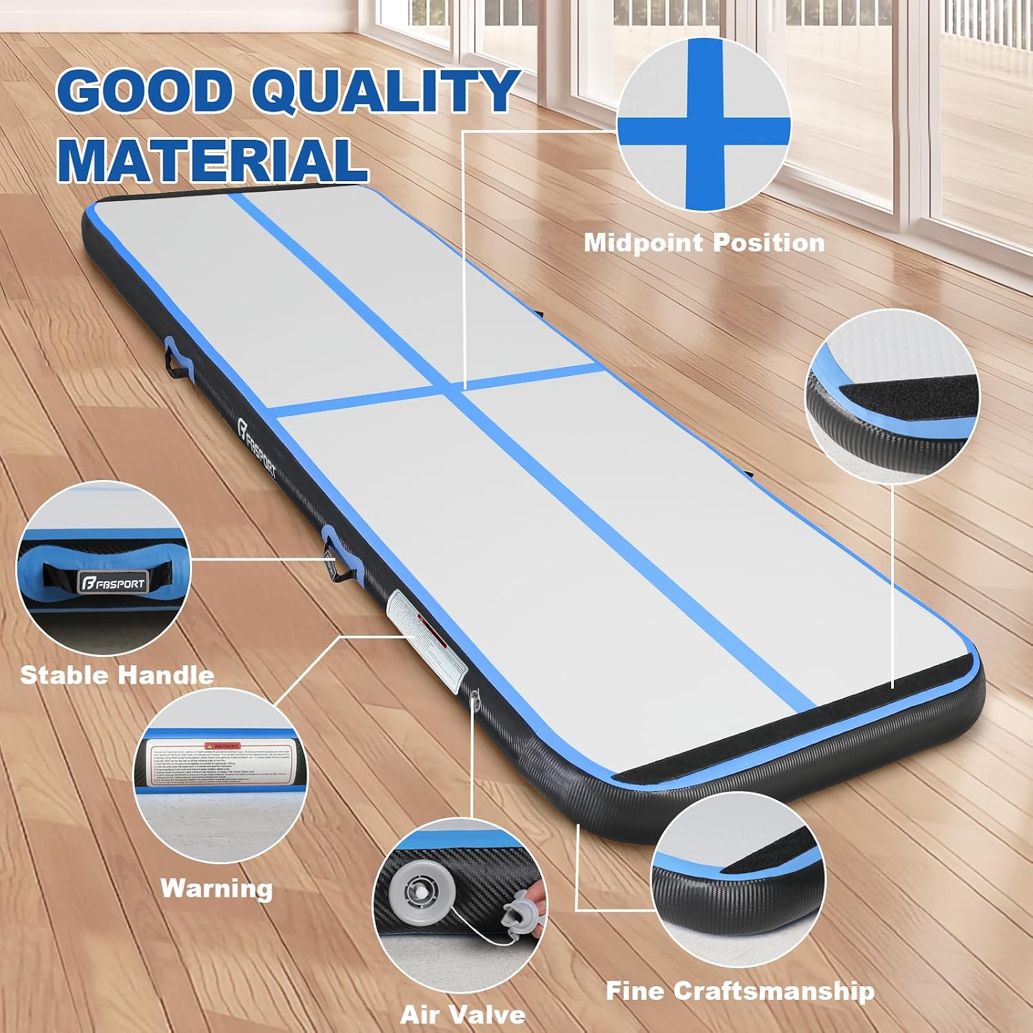  Inflatable Air Gymnastics Mat Training Mats 4/8 inches Thickness Gymnastics Tracks for Home Use/Training/Cheerleading/Yoga/Water with Pump thumbnail
