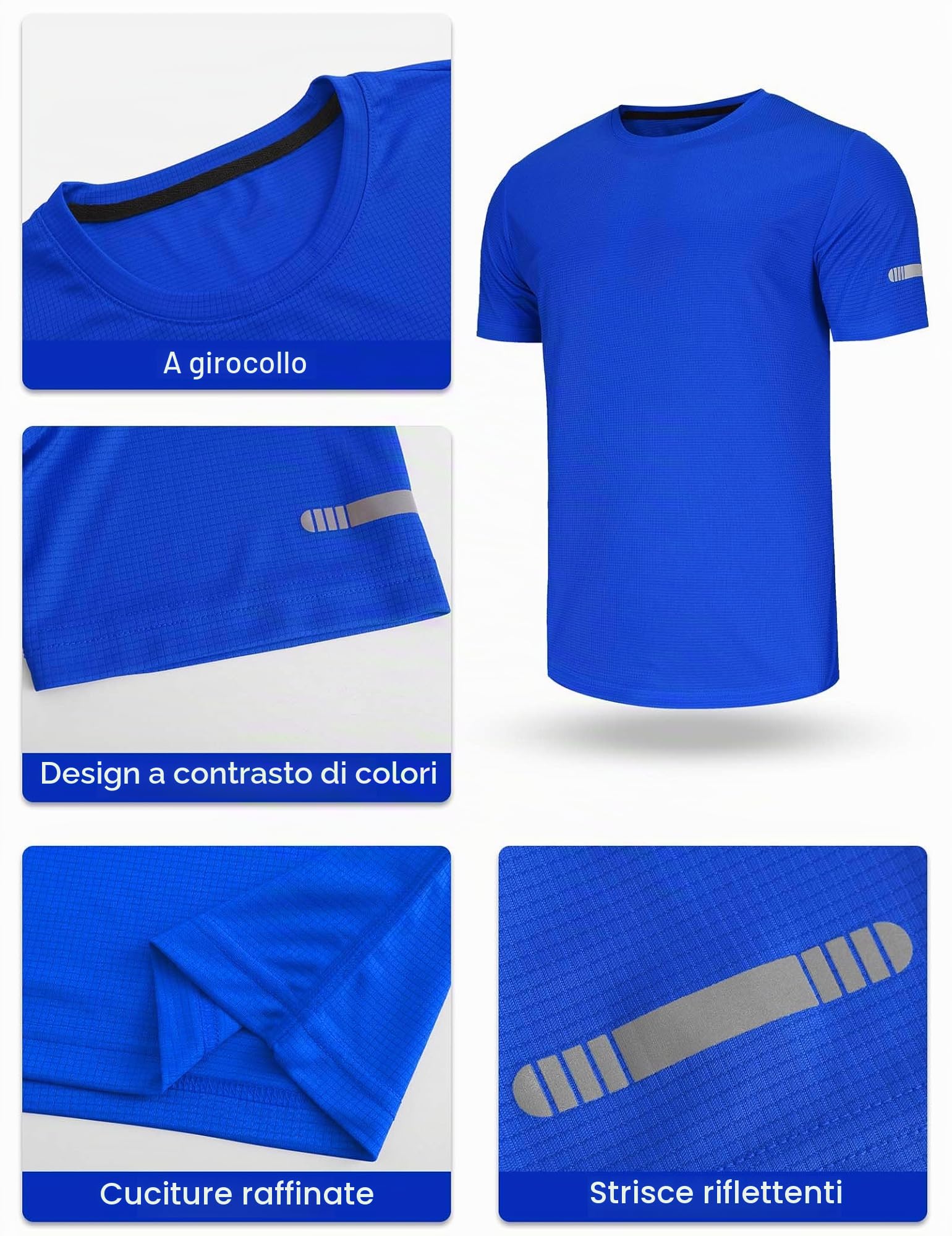 Maglietta Uomo Set Multi Pezzi Uomo Sport T Shirt Manica Corta 5 Pack Traspirante Uomo Tshirt Sportswear Allenamento Asciugatura Rapida Camicia Sportiva Funzione Allenamento Corsa Camicia