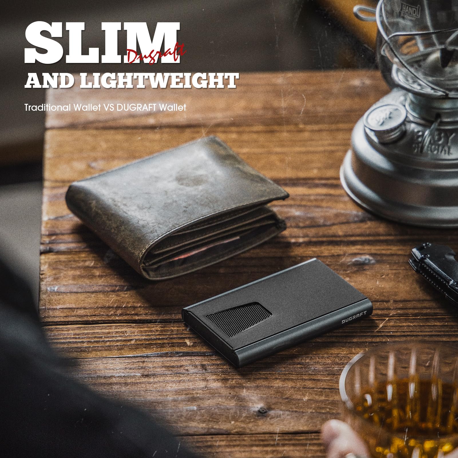 DUGRAFT Card Wallet for Men, Minimalist Credit Card Holder, Small Thin Mens Slim Wallet RFID, Metal Pop Up RFID Blocking Compact Wallet for Men