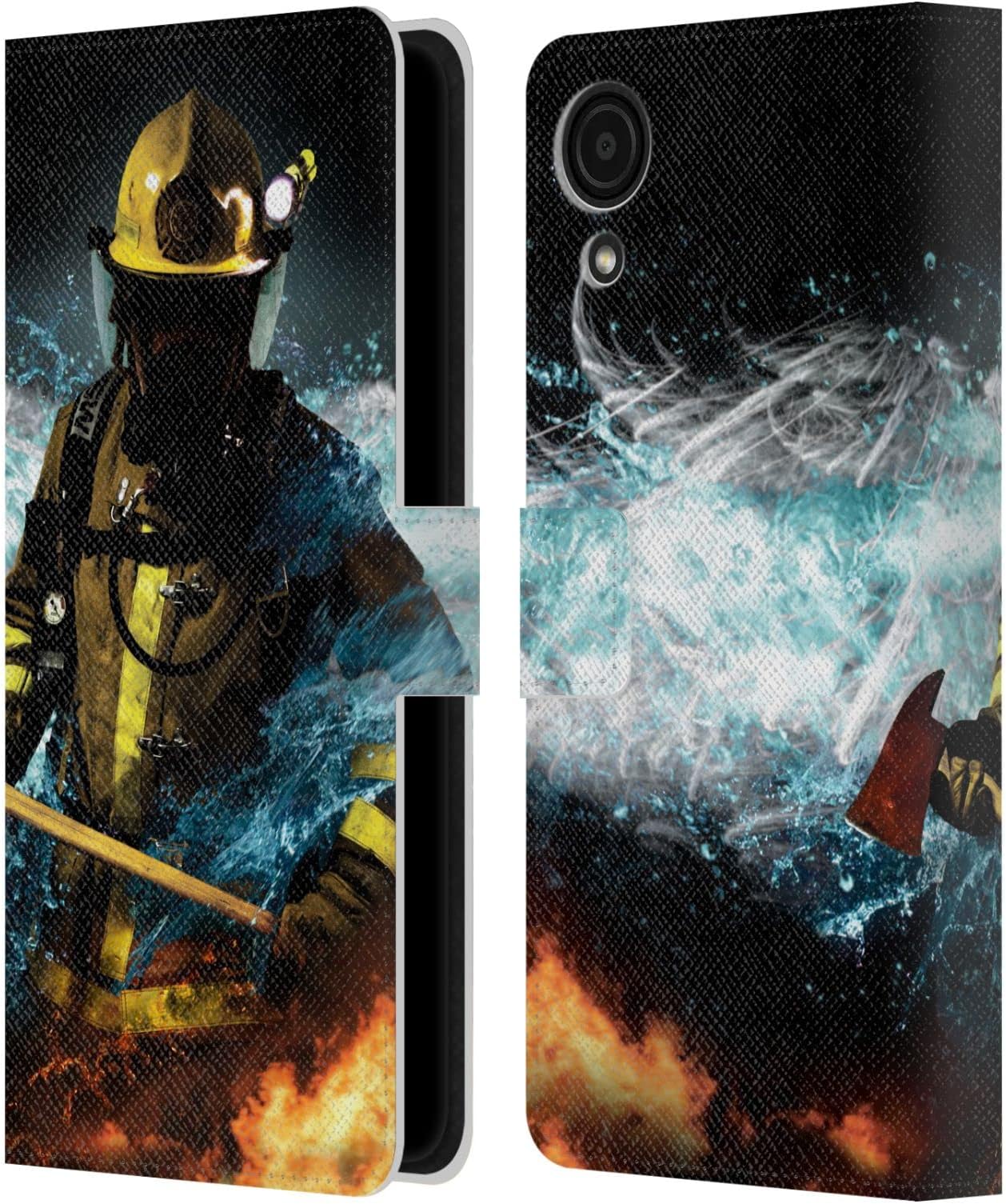 Head Case Designs Officially Licensed Jason Bullard Fireman 1 Firefighter Leather Book Wallet Case Cover Compatible With Samsung Galaxy A03 Core (2021)