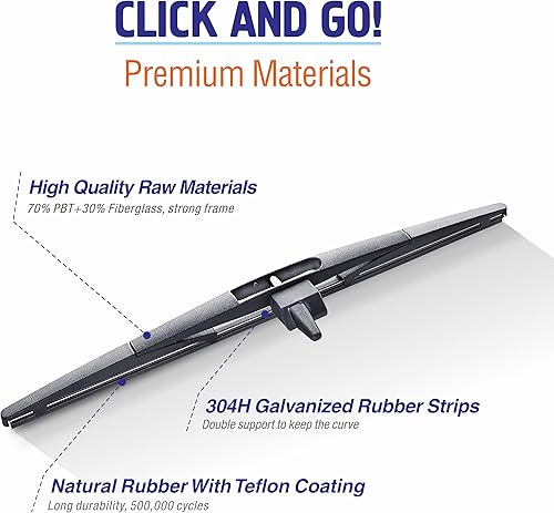 Miniatura 3 de Repuesto de limpiaparabrisas trasero de silicona de 10 pulgadas (10-A) para Toyota RAV4 2018-2013 Highlander 2022-2020Para Jeep Compass 2021-2018