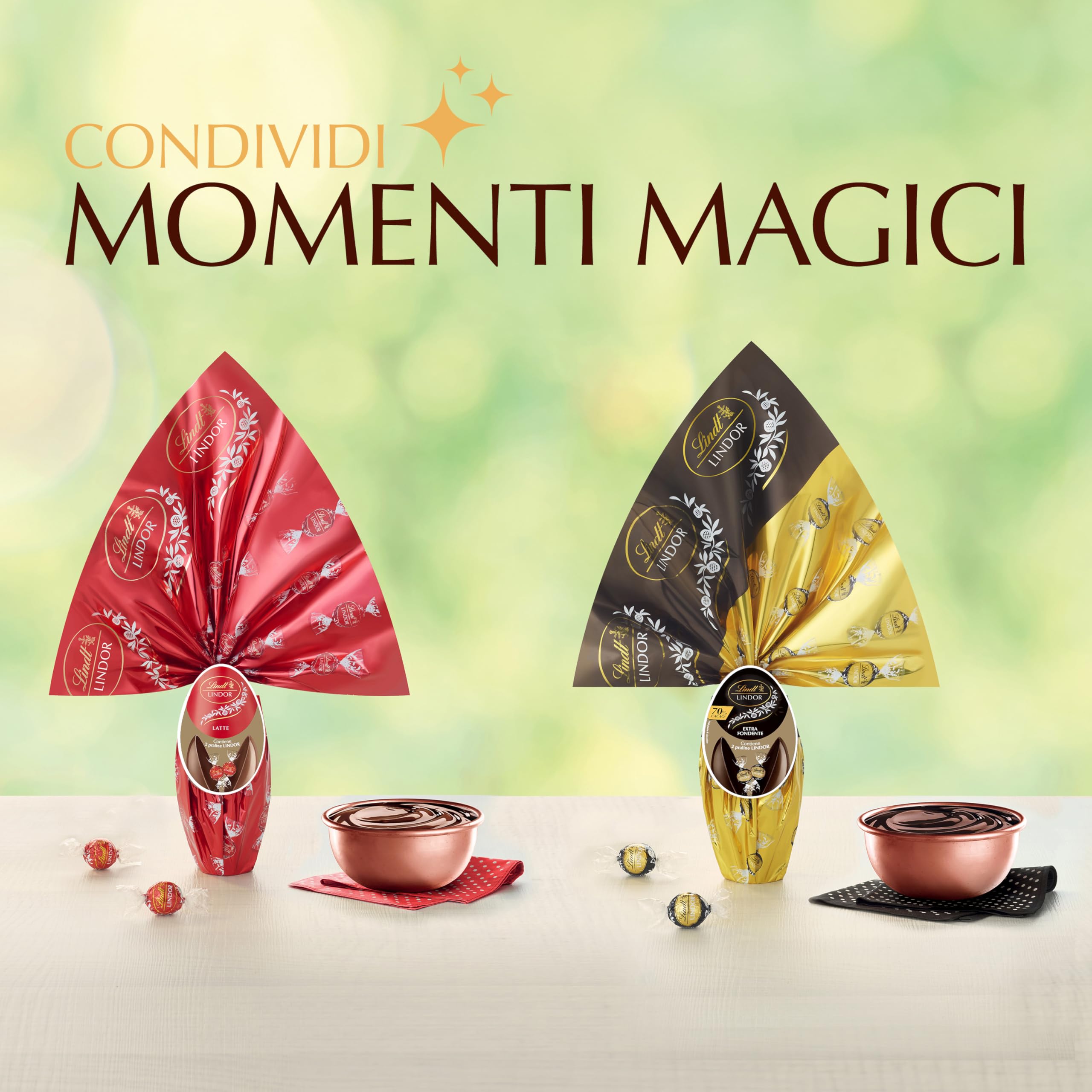 Lindt LINDOR Uovo di Pasqua 2026 Cioccolato Fondente 70% Cacao, con sorpresa Cioccolatini LINDOR Fondenti 70%, Idea Regalo Pasqua, Formato 180g