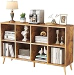 8-Cube Bookshelf 2 Tier Retro Bookcase with Legs, 47" Wood Bookshelves Storage Organizer Shelf, Freestanding Open Book Shelves for Bedroom Living Room Office, Rustic Brown
