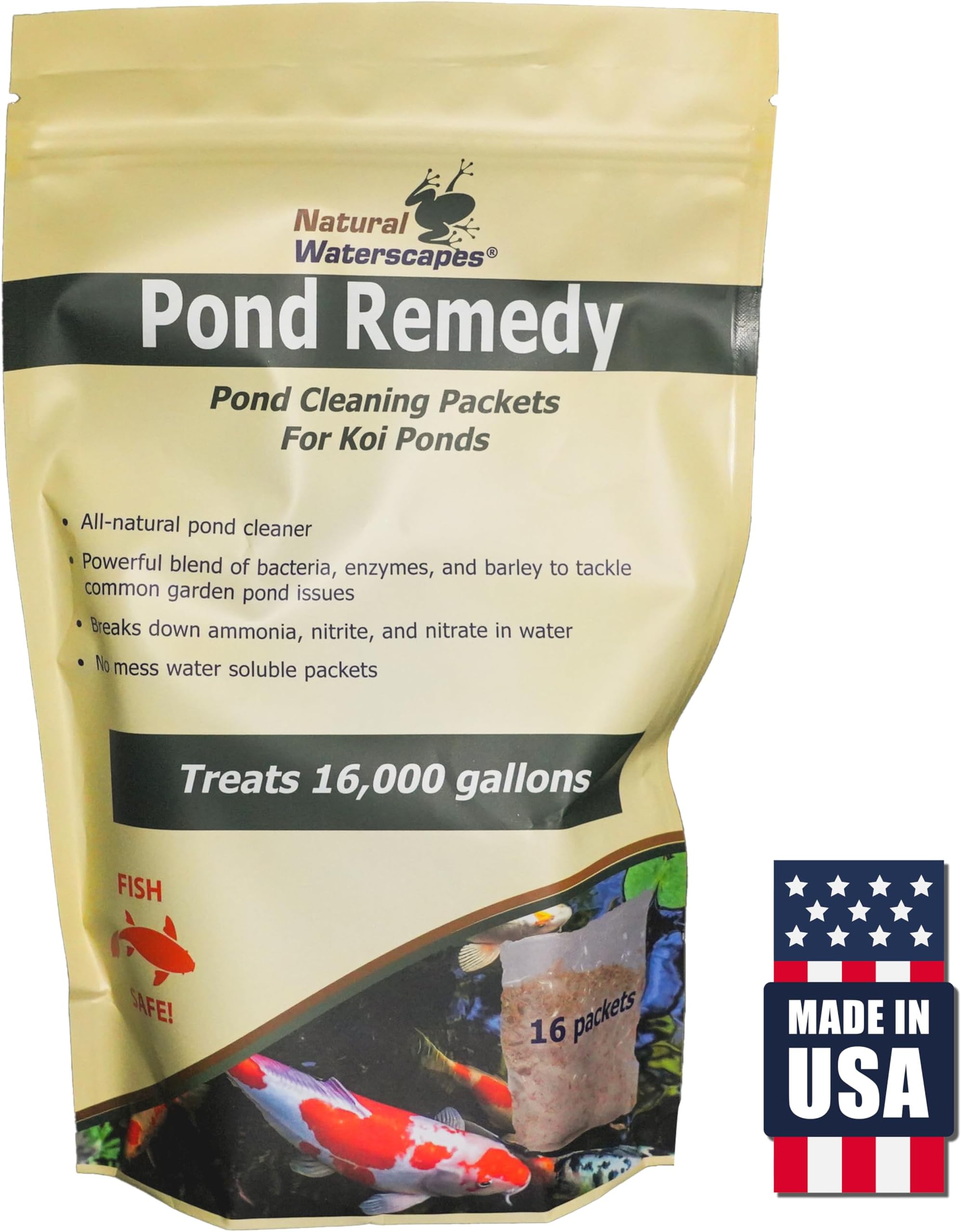 Pond Remedy | Koi Pond Cleaning Packets | Treats up to 16,000 gallons