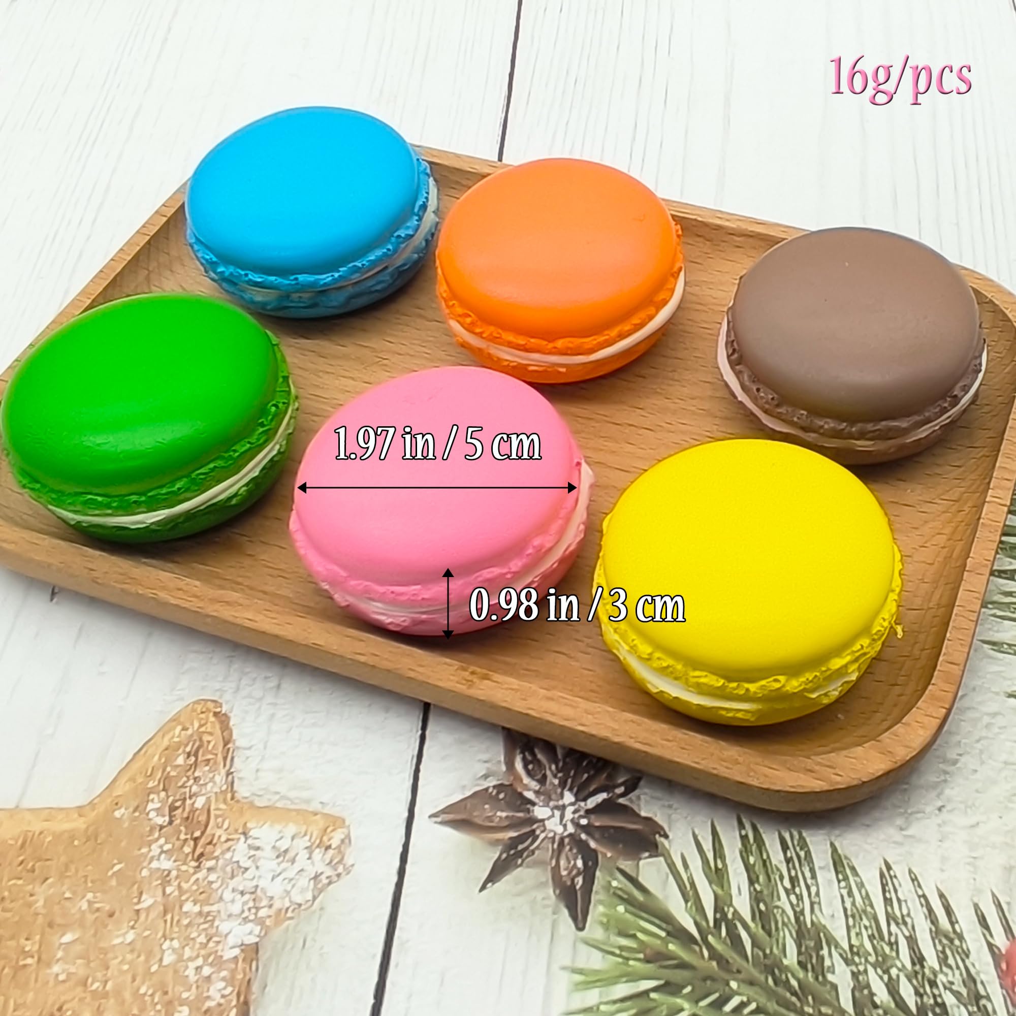 Faux Macaron Artificiel 6 Pièces 5x5x2.5cm Simulation Nourriture Accessoires Photographie