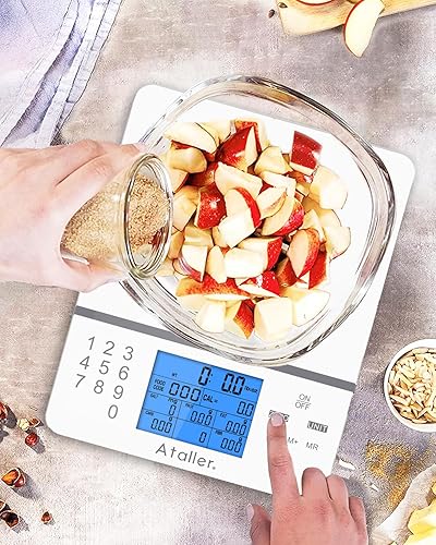 Miniatura 7 de Ataller Báscula de alimentos con calculadora nutricional, báscula digital de cocina, báscula de alimentos para cocina, calculadora de calorías para