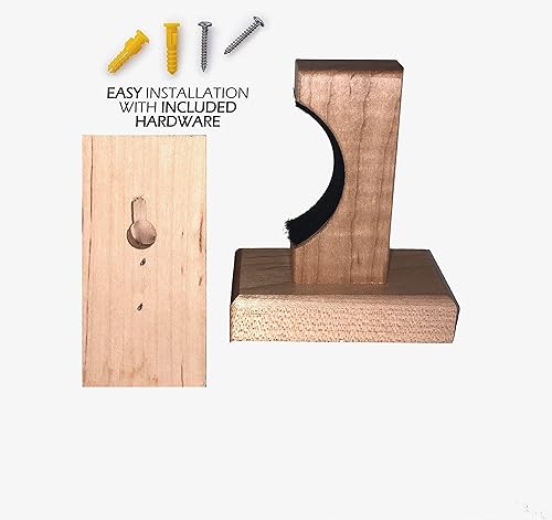 Miniatura 4 de Soporte de pared para bate de béisbol, hecho a mano en Estados Unidos, arce macizo con forro de fieltro y tornillos ocultos, colgador horizontal