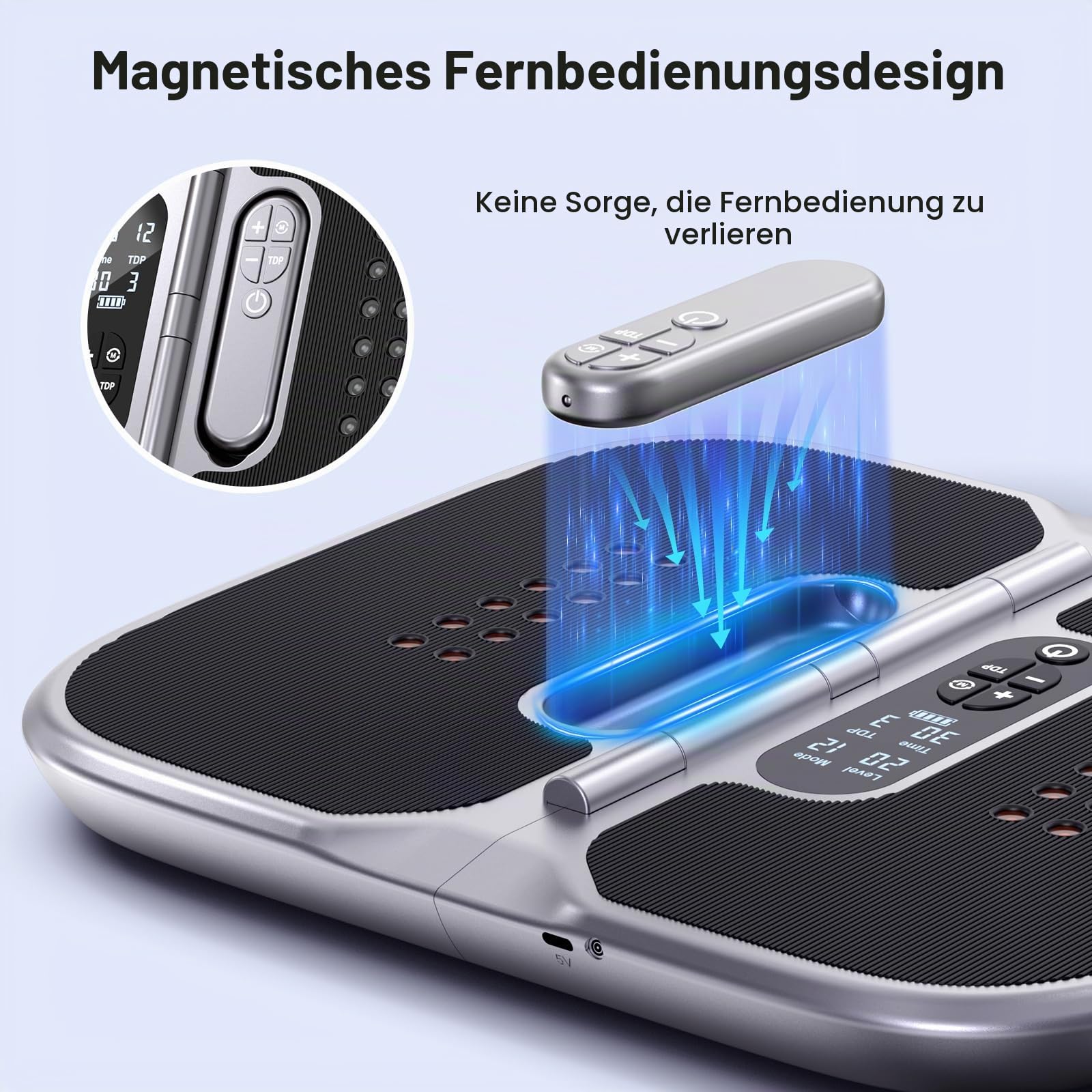 Medic Durchblutungs-Stimulator Beine & Füße mit Rotlichttherapie(660+850NM), EMS Fußmassagegerät mit Doppelter Physiotherapie, Mit magnetischem Fernbedienung und beiliegender Tragetasche