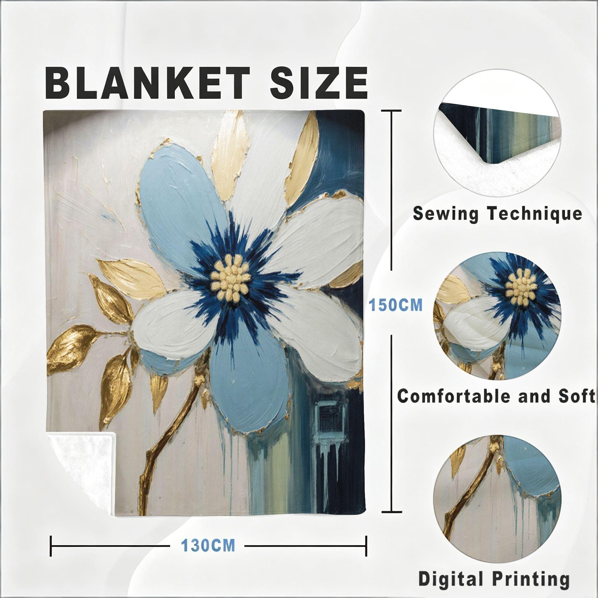 Coperta Pile Matrimoniale 240x260 cm Quadro Blu, Coperta XXL Super Morbida Multiuso Come Copriletto o Plaid da Salotto, Calda e Leggera, Protezione dal Freddo, AW7134