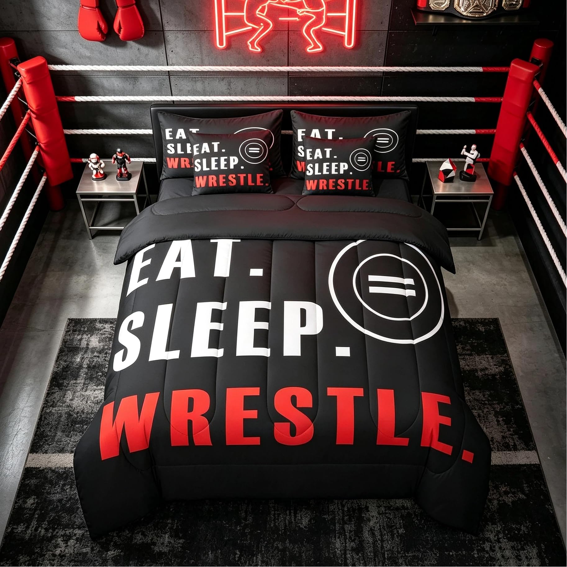 Feelyou Wrestle Comforter Set King Size 7 Piece for Kids Boys Girls Teens