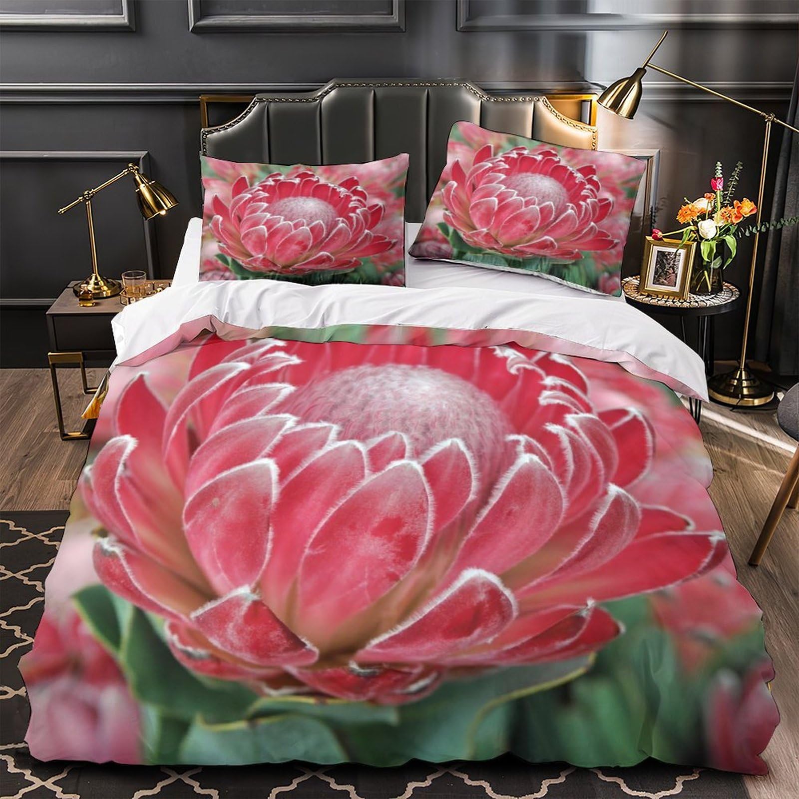 Housse de couette coquelicots rouges 200x200 parure de lit double microfibre 3D