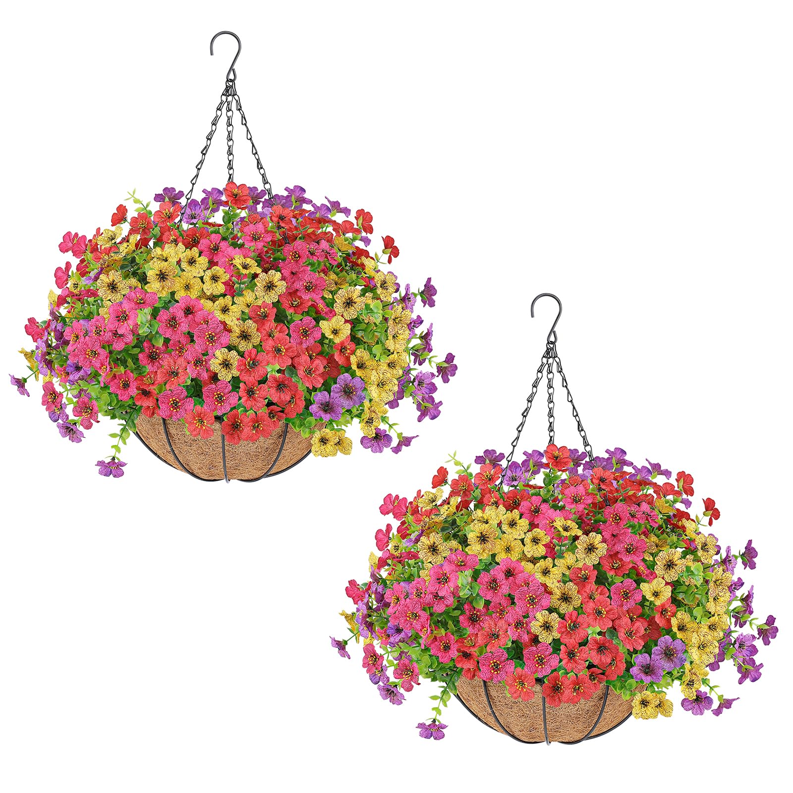 AGIRL 2 Set Artificial Hanging Flowers with Baskets