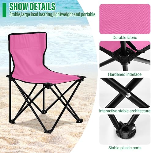 Miniatura 5 de Sillas de camping plegables al aire libre de color rosa intenso para adultos Silla de camping portátil Silla de césped ligera