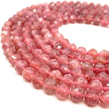 ABCGEMS Brazilian Strawberry Lepidocrocite Beads Advanced Star Incision Technique for Optimal Light Dispersion & Sparkle Chakra Energy Diamond-Cut Double-Hearted Satellite 8mm