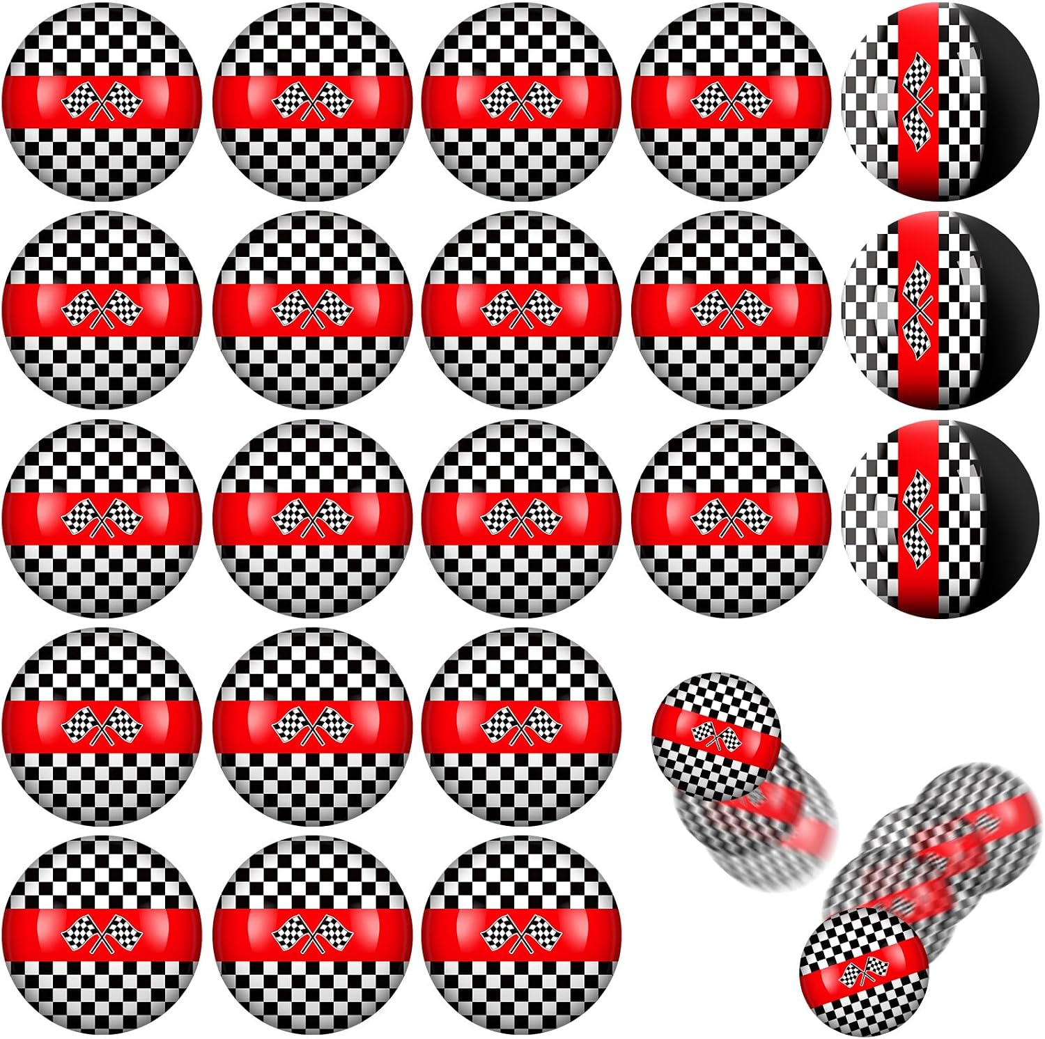 24Pcs 30mm Cartoon Red White Bouncy Balls, Cartoon Party Favors for Kids