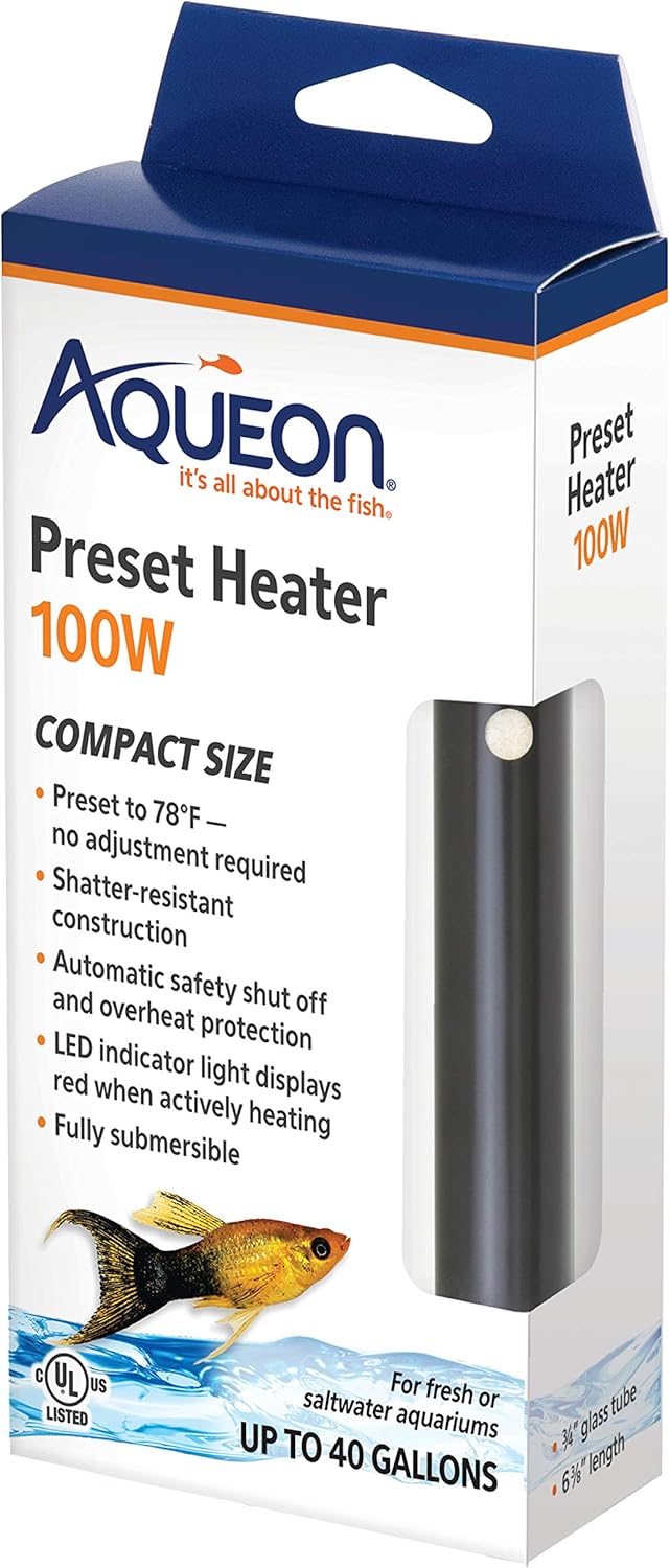 Aqueon Aquarium Fish Tank Preset Heater For Up To 40 Gallons
