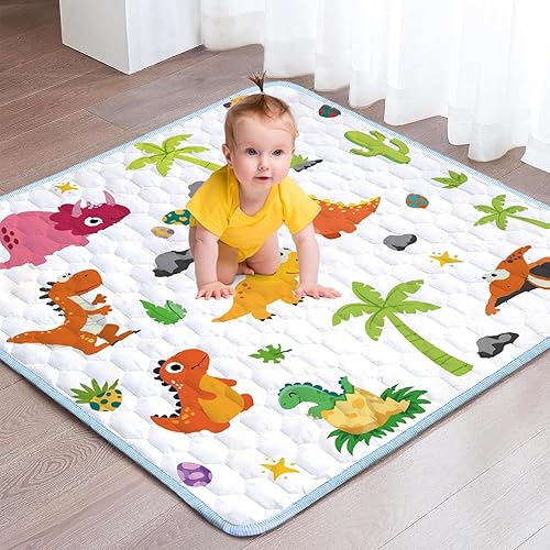 Tapete de juego para bebés de 50 x 50 pulgadas, tapetes de juego suaves para bebés, bebés, niños pequeños, tapete de una pieza para gatear, tapete