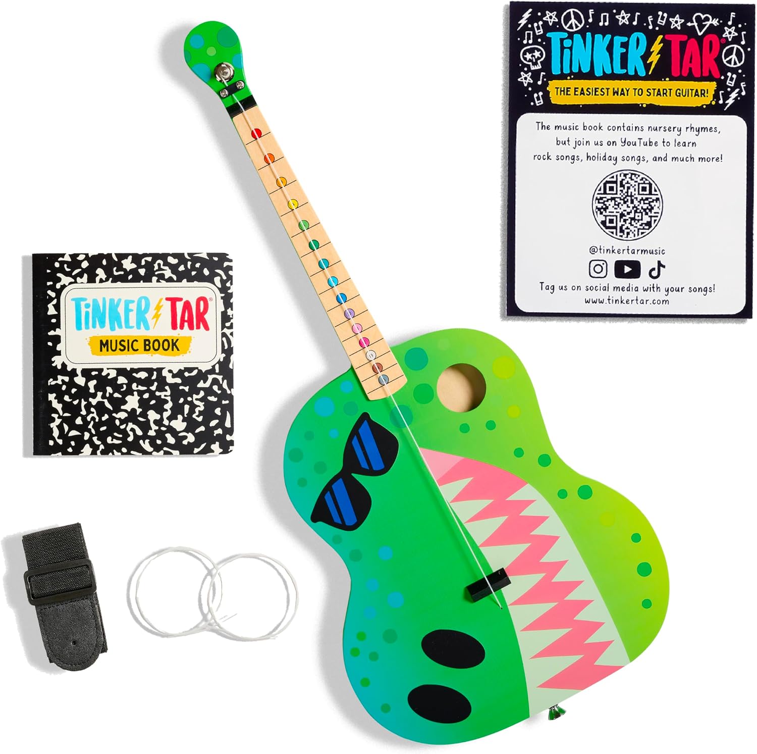 TinkerTar - Dinosaur Guitar - The Easiest Way to Start and Learn Guitar - 1 Stringed Toy Instrument for Kids Perfect Intro to Music for Young Kids Ages 3 and up - from Buffalo Games