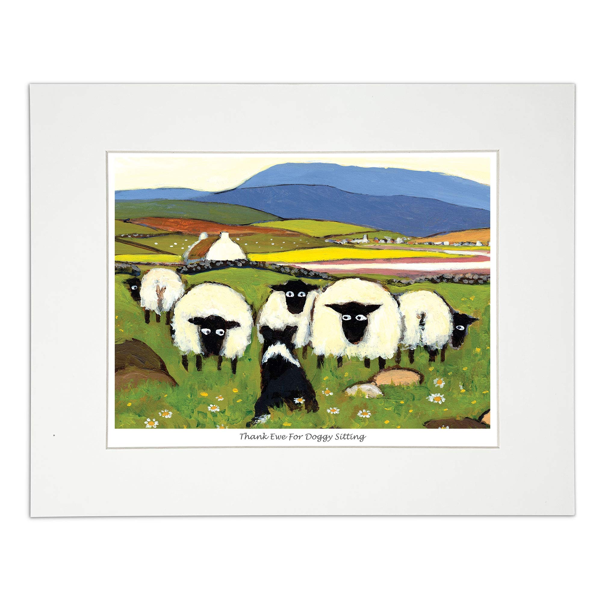 'Thank Ewe For Doggy Sitting' Mounted Print by Thomas Joseph - Sheep Art