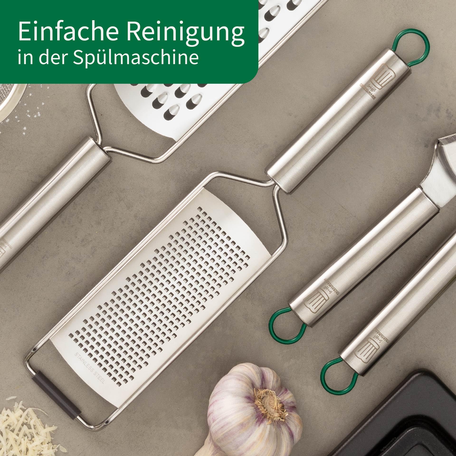 Chefkoch trifft Fackelmann – Rallador de acero inoxidable premium para rallar finamente jengibre, nuez moscada, parmesano y chocolate, apto para lavavajillas
