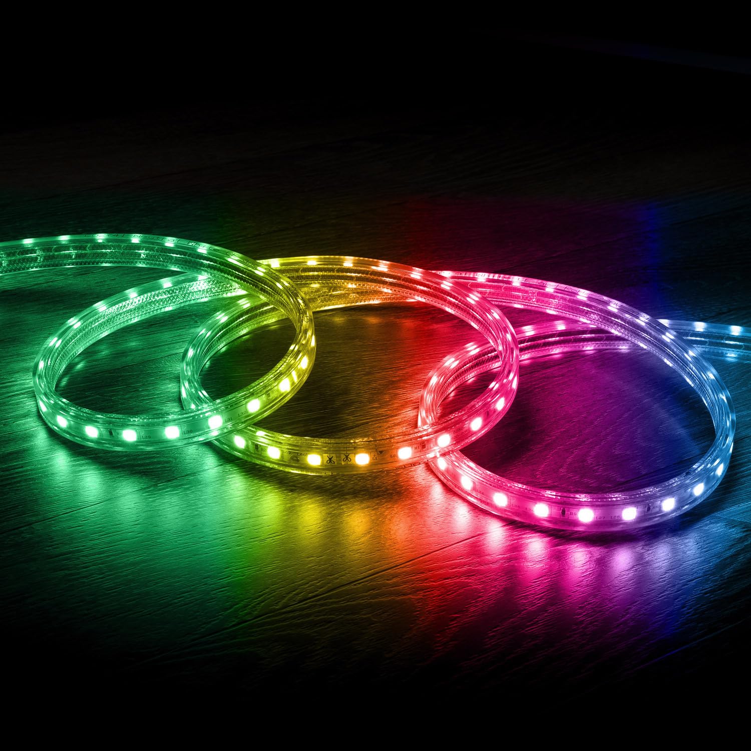 LEDKIA LIGHTING Bobina Striscia LED Dimmerabile 220V AC 60 LED/m 50m RGB IP65 Larghezza 16mm Taglio ad ogni 100cm 50 m120º
