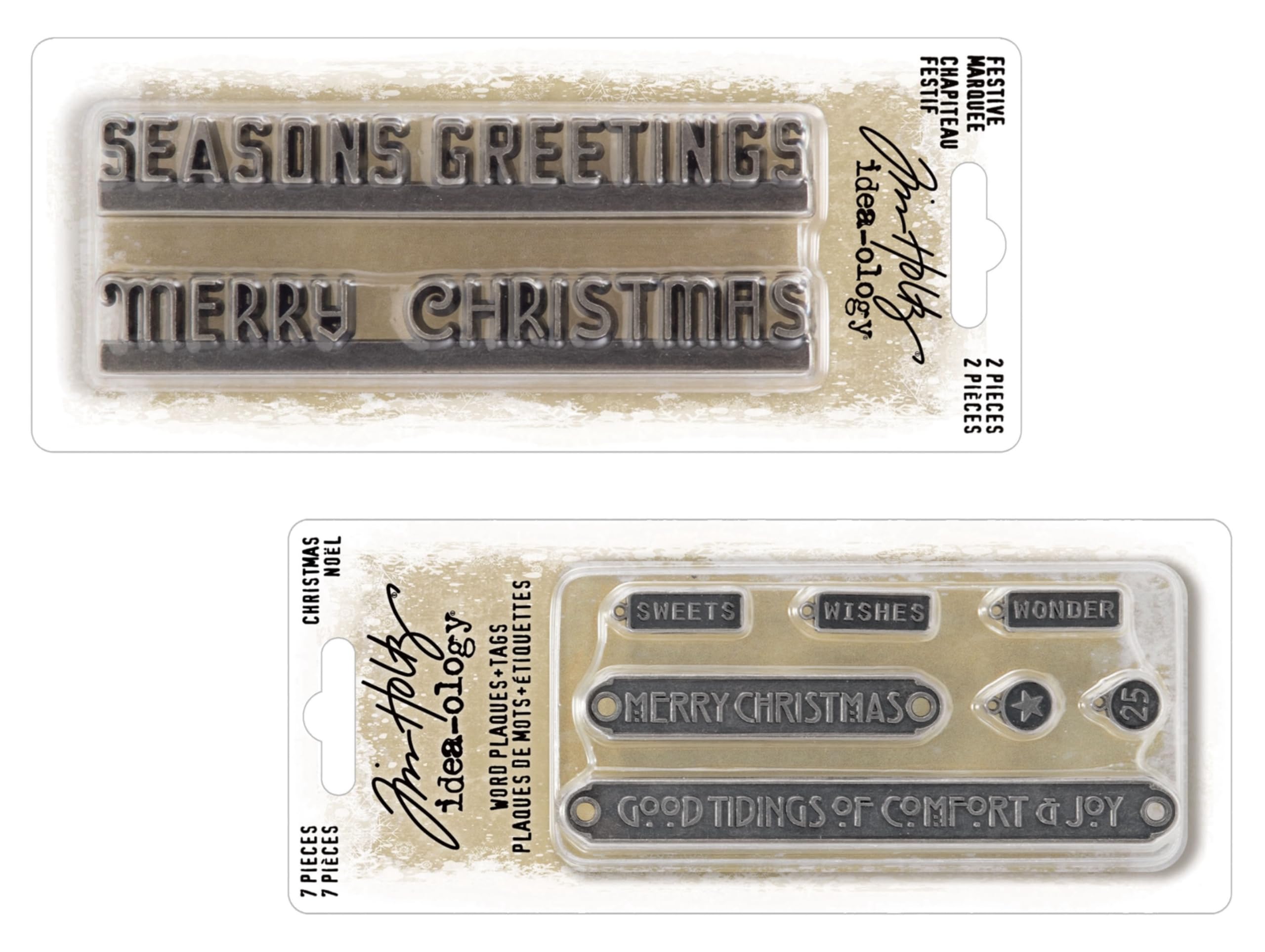 Tim Holtz Idea-ology - Lot De 4 Toupies De Jeu Avec Attaches 0,75 à 5,7 Cm, Nickel/Laiton Antique Et Cuivre, Argent, Bronze, Étain