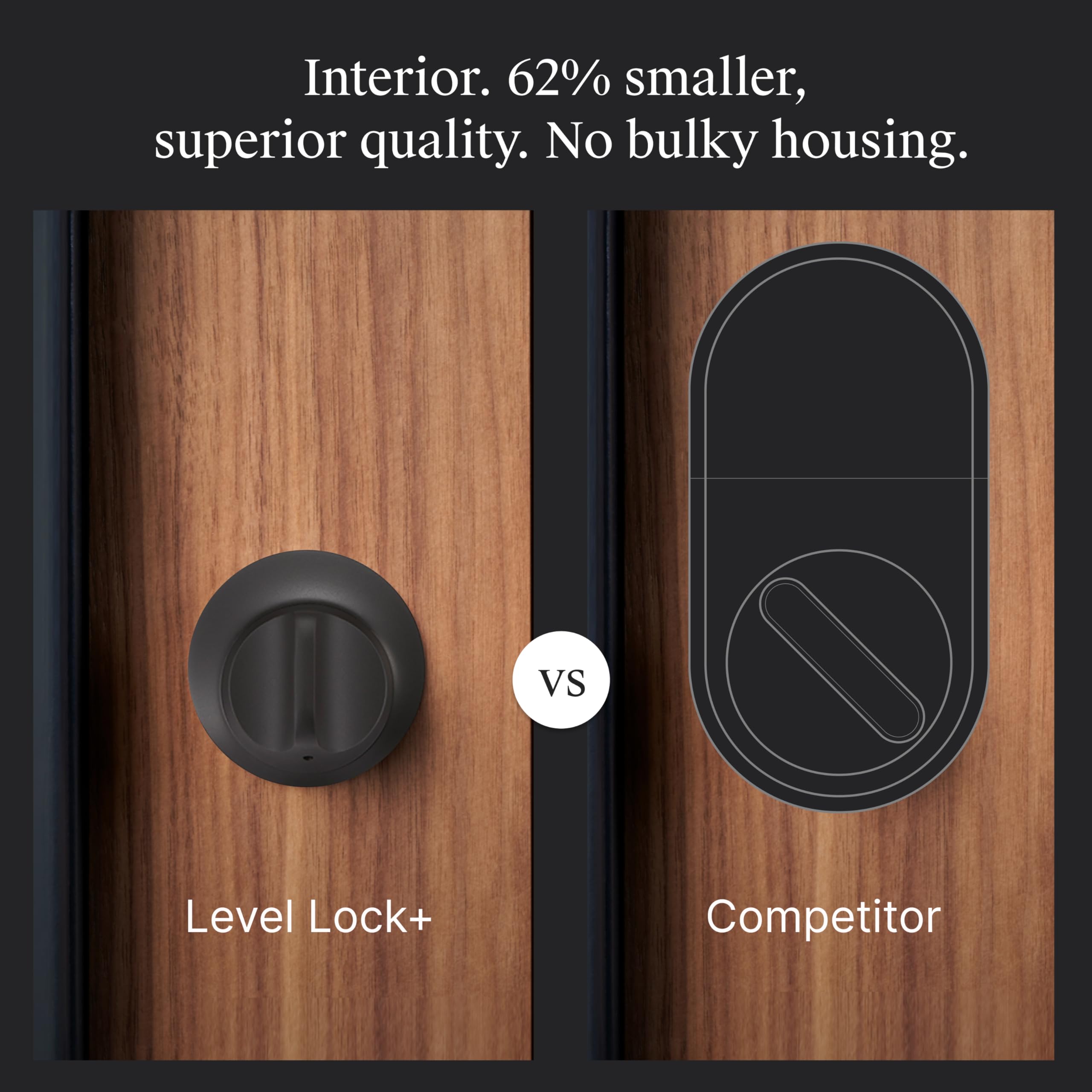 Level Lock+ (Matter) Smart Lock - World's Smallest, Most Advanced Matter-Over-Thread Deadbolt Plus Apple Home Key - Keyless and Remote Access via Apple, Alexa, Google Home, SmartThings (Matte Black)