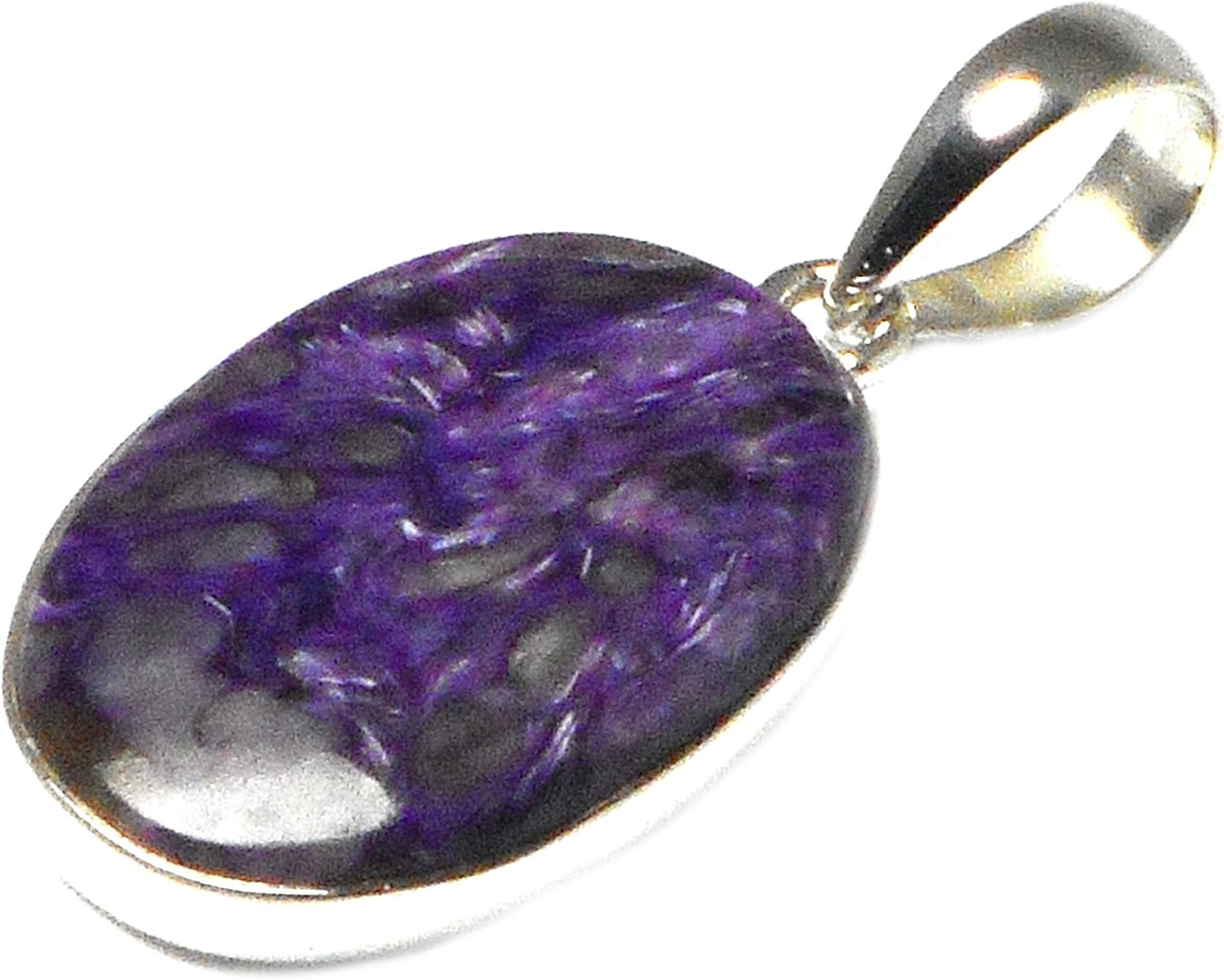 CHAROITE Sterling Silver 925 Gemstone Pendant - (CHRPT3011161)